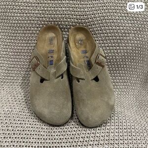 Suede Birkenstock clogs